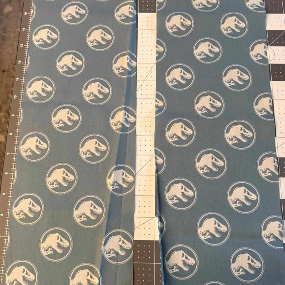 Jurassic Park Fabric Remnants 2 Pieces 6 x 17 Cotton Craft Quilt